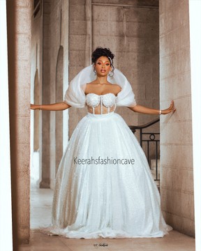 Beaded corset women bridal ball gown, Cinderella wedding reception  dress, prom gowns,