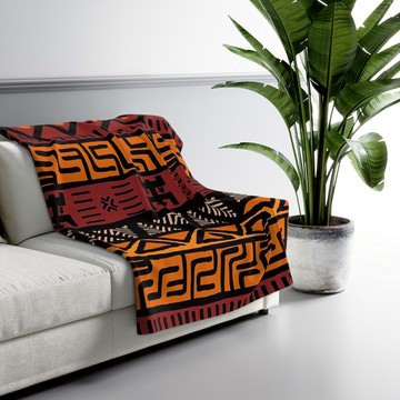 Multicoloured African Print Throw Blanket Bogolan Pattern (MORE SIZES AVAILABLE)