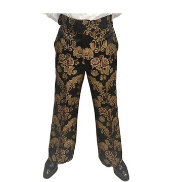 Gold and Black Satin Leg Pants, Wide Leg Pants