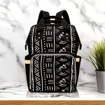 Black &amp; White African Diaper Bag | Mudcloth Backpack