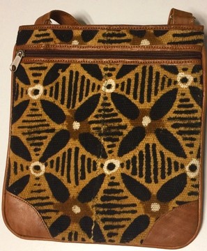 Leather and bogolan shoulder bag (mudcloth in English)