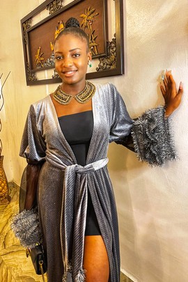 Deidra Velours Maxi Robe Avec Ceinture/Élégante Femme Robe Longue/Mariages/Occasion Spéciale