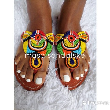 Maasai sandals / African leather sandals / beaded African sandals