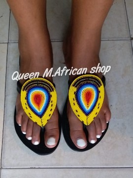 Femmes africaines Maasai sandales / sandales plates / sandales en cuir noir / cadeau pour elle