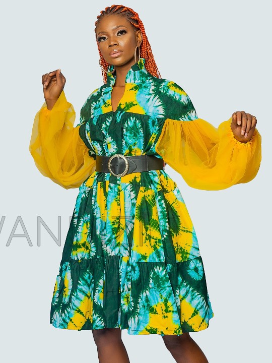 Ankara Pleated Flare Dress, African Print  Dress, Ankara Dress