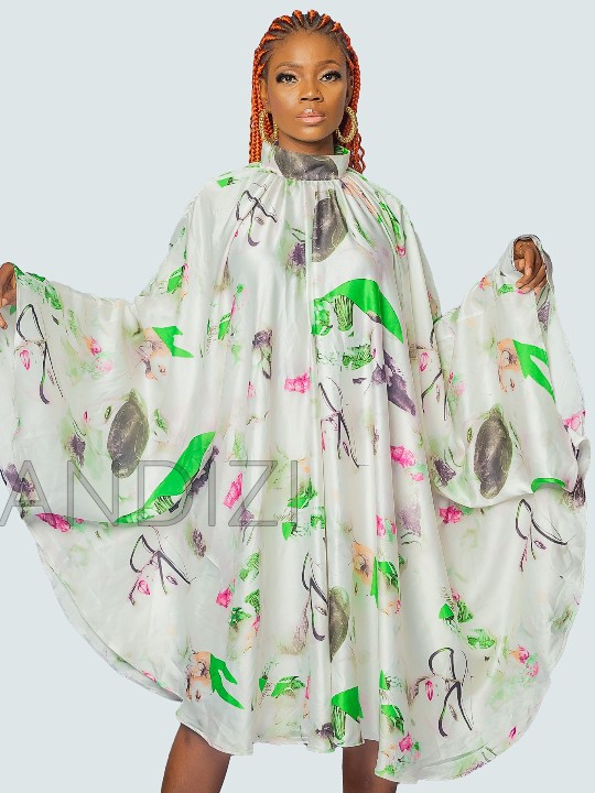 Beautiful Silk Flare Dress, African Print Dress, Silk Dress