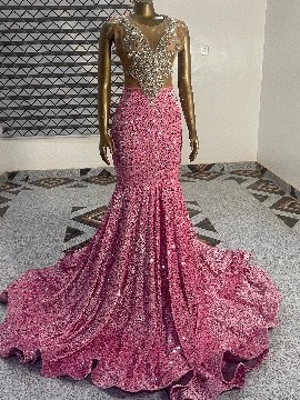 Pinky dinamic wedding reception prom dress shimmering dress