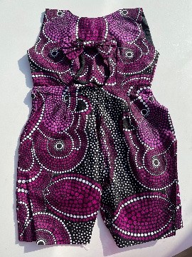 African Ankara Wax Jumpsuit for babies(Purple)