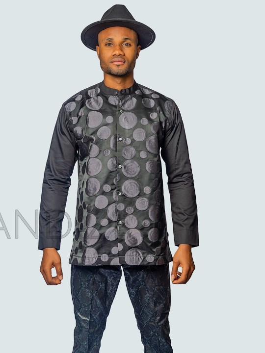 Half Collar Dress Shirt, African Men Shirt, African Clothing, Wandizi Shirt