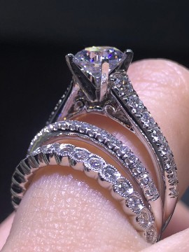 Custom 3pcs delicate Ring/silver glitter ring/3pcs stacking rings/engagement and wedding ring