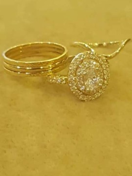 2pcs 18k super solid ring/set new fashion /gold ring/engagement and wedding ring