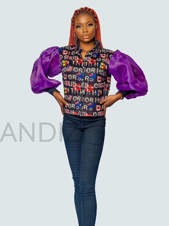 Organza Puff Sleeve Top, Organga  Top, African Blouse