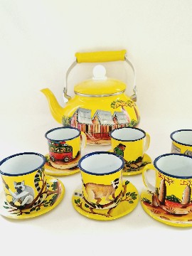 "TONTOLO":Cafetière/théière 2,5L + 6 tasses + 6 sous-tasses " Collection TONTOLO"