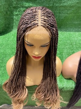 French Curl braided wig (4*4 closure) Brown ombre