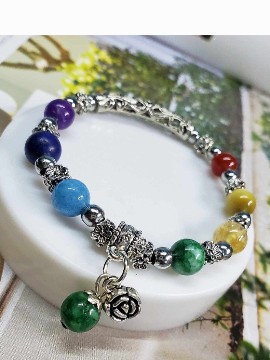 Bracelet 7 colors / 7 chakras/ natural stone/ Madagascar