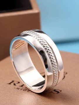 Bague en or blanc massif pour homme/cadeau pour homme/design élégant/mariage et fiançailles