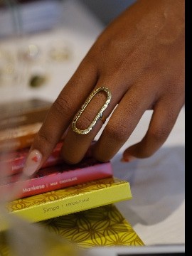 Lava hammered brass ring