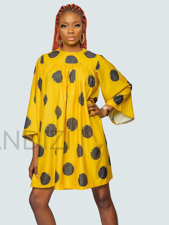 Mixed Print Shift Dress, African Women's Dress, Women's Clothing