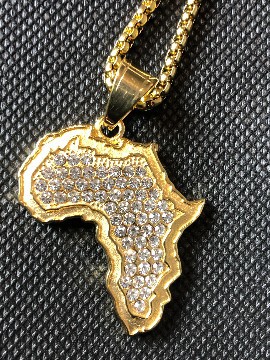 Diamond african map necklace