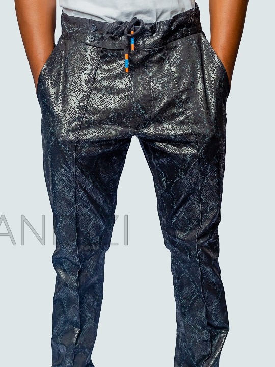 Jacquard Polyester Pants, Side Stripes Denim Pants, Mens Clothing, Men Wear