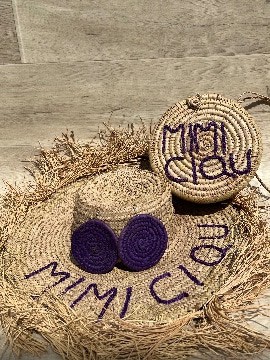 Sac à main en rotin, Ensemble chapeau et boucles d'oreilles Raphia