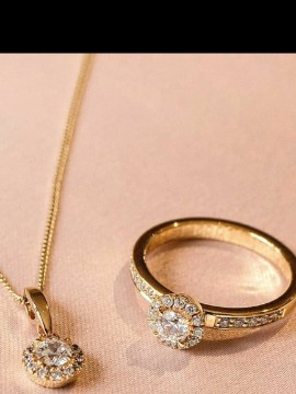 Super dainty yellow goldgift ring/ceremonial ring/traditional wear/promise/18karat ring with chain
