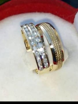 2 pièces 10k bague super solide/ensemble nouvelle mode/bague en or/alliance et bague de mariage