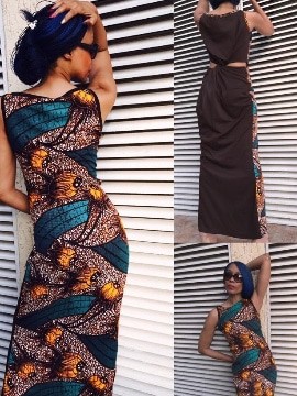 REVERSIBLE FULL PANEL ANKARA COCONUT GROVE 2-WAY PEEKABOO DRESS