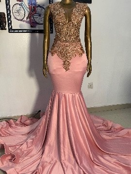 Rose gold silk and diamond perfect for prom dress