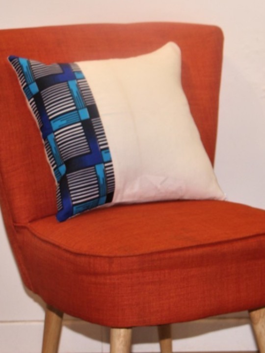 Blue wax graphic cushion