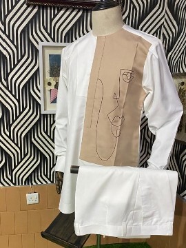 Men's 2 set Kaftan-off white/ivory