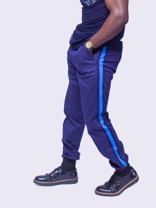 Side Stripes Jeans Jogger Pants, Denim Joggers, Mens Clothing, Mens Wear