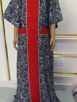 Folake beautiful long dress with red plain design