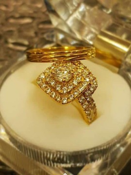 2pcs 18k super solid ring/set new fashion /gold ring/engagement and wedding ring