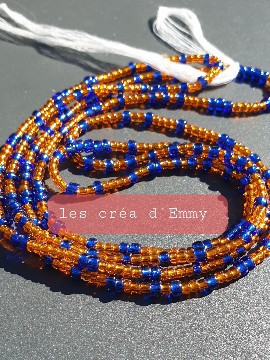 Orange and blue pearl size chain