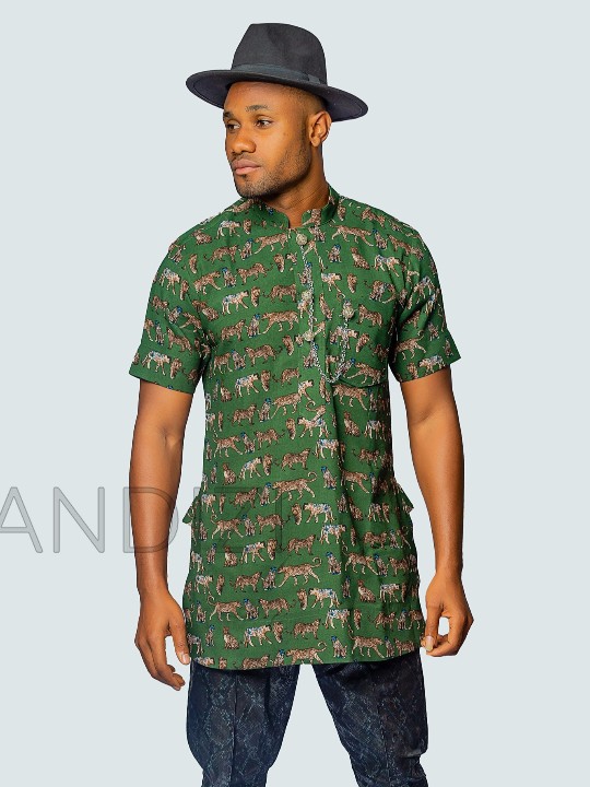 Isi Agu Print Shirt, African Men Clothing, African Mens Wear, Traditional Shirt
