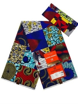 Tissu Wax Africain Ankara 100% coton 6 yards (multicolore)