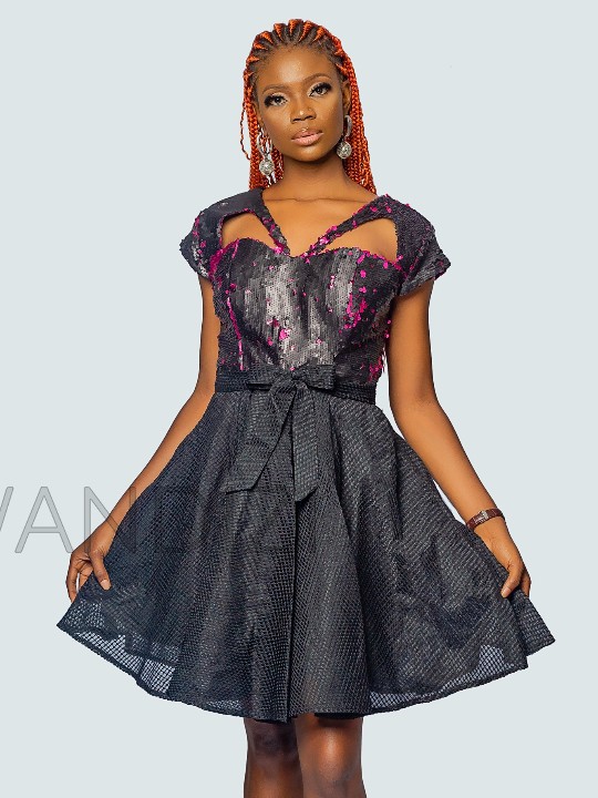 Sequinned Corset Dress, African Corset Dress, Sequinned Flare Dress
