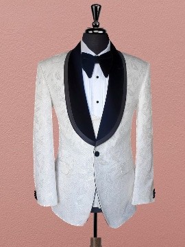 Costume smoking en jacquard blanc. Best-seller