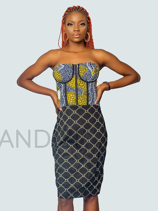 Beautiful Ankara Mix Corset Dress, African Print Corset Dress, Ankara Dress