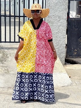 African Batik mix and match boubou Maxi (yellow/Red/Black)