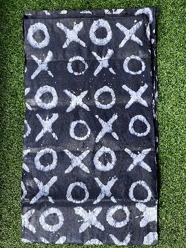 African Batik XO design 100% coton 5 yards (Noir/Blanc)