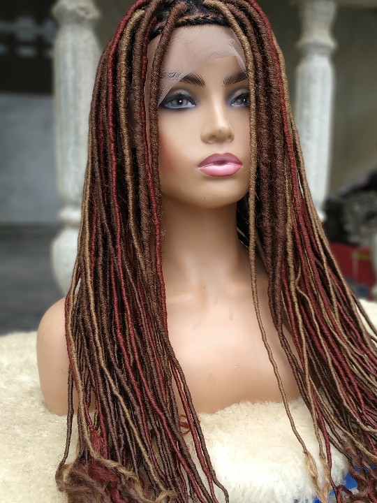 Perruque tresses, faux locs, perruque frontale