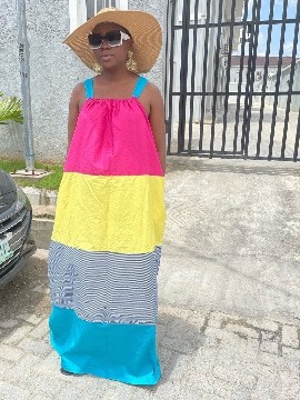 Maxi Dress colour block (Fuscia/yellow/white/black/blue