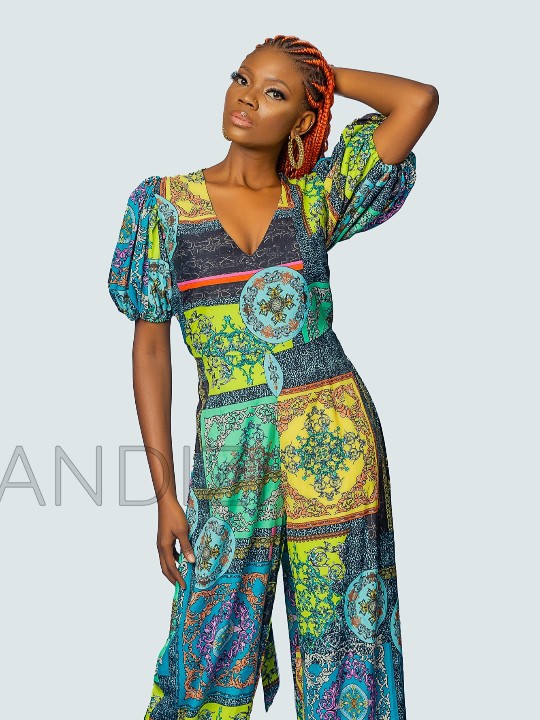 New Chiffon Jumpsuit, Multi-color Jumpsuit Women, Jumpsuit with Chiffon Sleeves, African Print