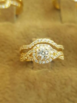 Solide 2 pièces 14 carats mariage/cérémonial/cadeau/bagues de fiançailles de mode