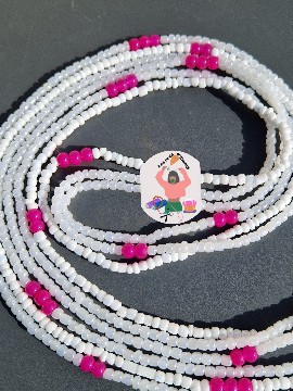 waistbead hot pink &amp;White