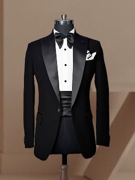 Black conventional tuxedo suit.            Best seller