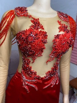 Robe rouge de luxe, robe de bal rouge