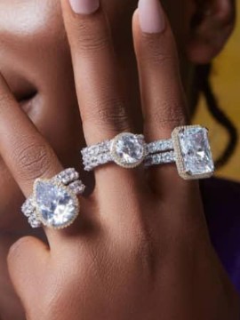 Ensemble de bagues en or blanc 14 carats vintage/mariage et bague de fiançailles/bague cadeau